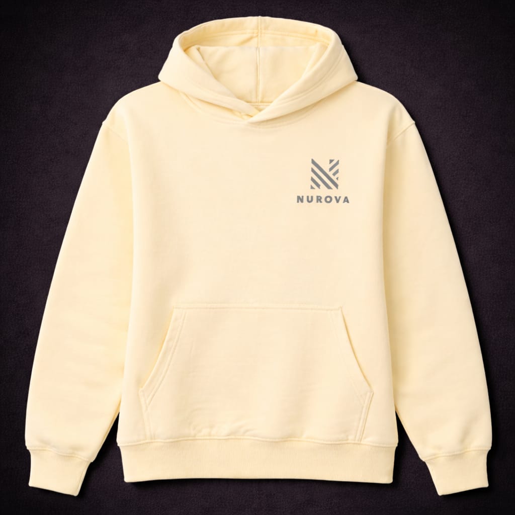NUROVA Premium Cream Hoodie Minimal Streetwear Essential