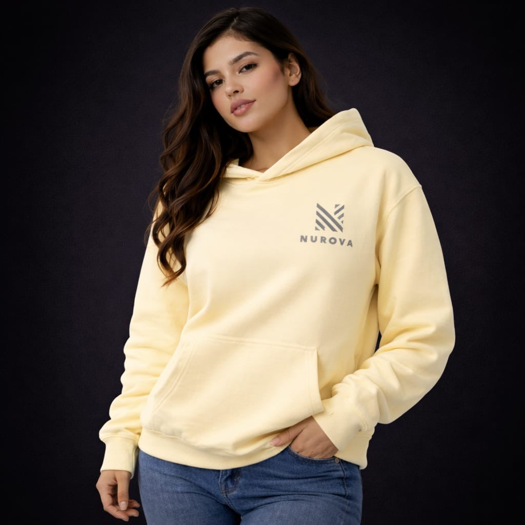 NUROVA Premium Cream Hoodie Minimal Streetwear Essential